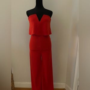 NWT Lulus Power of Love Red Strapless Jumpsuit. Size S